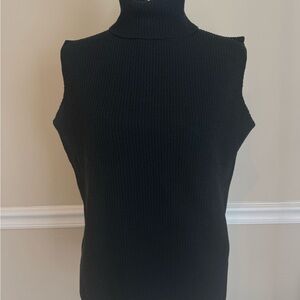 Eileen Fisher Black Sleeveless Turtleneck Sweater Vintage